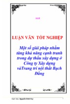 Một số giải pháp nhằm tăng khả năng cạnh tranh trong dự thầu xây dựng ở công ty xây dựng vàtrang trí nội thất bạch đằng