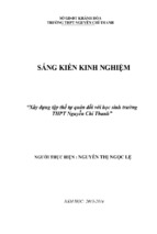 Sáng kiến kinh nghiệm xây dựng tập thể tự quản đối với học sinh trường thpt nguyễn chí thanh