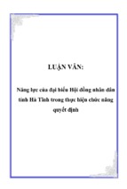 Năng lực của đại biểu hội đồng nhân dân tỉnh hà tĩnh trong thực hiện chức năng quyết định