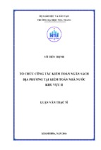 Tổ chức công tác kiểm toán ngân sách địa phương tại kiểm toán nhà nước khu vực ii 