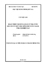 Tóm tắt luận án tiến sĩ quản lý hành chính công hoàn thiện nội dung quản lý nhà nước đối với tổ chức phi chính phủ nước ngoài ở hà nội hiện nay
