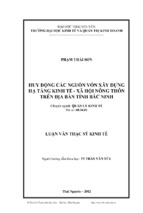 Huy động các nguồn vốn xây dựng hạ tầng kinh tế xã hội nông thôn trên địa bàn tỉnh bắc ninh