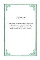 đảng bộ tỉnh hải dương lónh đạo chuyển dịch cơ cấu kinh tế nông nghiệp theo hướng công nghiệp hóa, hiện đại hóa từ 1997 đến 2004