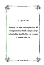 áp dụng các biện pháp ngăn chặn đối với người chưa thành niên phạm tội trên địa bàn tỉnh hà tây của cơ quan cảnh sát điều tra