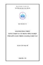 Giải pháp phát triển kinh tế hợp tác xã trong nông nghiệp tỉnh kiên giang trong giai đoạn hiện nay