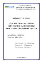 Mức trọng yếu và rủi ro kiểm toán báo cáo tài chính tại công ty tnhh kiểm toán dfk việt nam