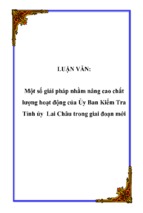 Một số giải pháp nhằm nâng cao chất lượng hoạt động của ủy ban kiểm tra tỉnh ủy lai châu trong giai đoạn mới