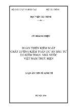 Hoàn thiện kiểm soát chất lượng kiểm toán dự án đầu tư do ktnn việt nam thực hiện