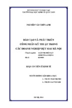 đào tạo và phát triển công nhân kỹ thuật trong các doanh nghiệp dệt may hà nội