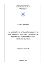 Các nhân tố ảnh hưởng đến mối quan hệ khách hàng và nhân viên tại ngân hàng thương mại cổ phần kiên long   chi nhánh rạch giá 