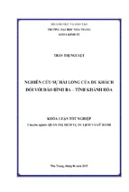 Nghiên cứu sự hài lòng của du khách đối với đảo bình ba, tỉnh khánh hòa