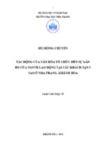 Tác động của văn hóa tổ chức đến sự gắn bó của người lao động tại các khách sạn 3 sao ở nha trang, khánh hòa 