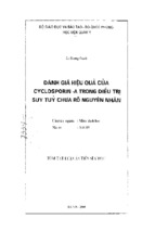 đánh giá hiệu quả của cyclosporin   a trong điều trị suy tủy chưa rõ nguyên nhân