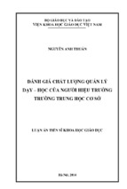 đánh giá chất lượng quản lý dạy – học của người hiệu trưởng trường trung học cơ sở   copy