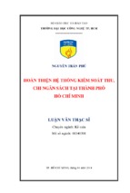 Hoàn thiện hệ thống kiểm soát thu chi ngân sách tại thành phố hồ chí minh