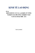 Dịch chuyển cơ cấu lao động từ nông nghiệp sang phi nông nghiệp 2006   2011