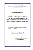 Nâng cao chất lượng hoạt động cho vay khách hàng cá nhân