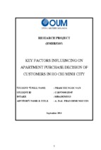 Key factors influencing on apartment purchase decision of customers in ho chi minh city