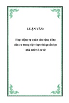 Hoạt động tự quản của cộng đồng dân cư trong việc thực thi quyền lực nhà nước ở cơ sở