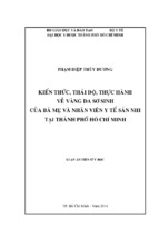 Kiến thức, thái độ, thực hành về vàng da sơ sinh của bà mẹ và nhân viên y tế sản nhi tại thành phố hồ chí minh