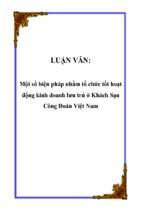 Một số biện pháp nhằm tổ chức tốt hoạt động kinh doanh lưu trú ở khách sạn công đoàn việt nam