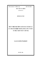 Hoàn thiện hệ thống kiểm soát nội bộ tại các doanh nghiệp trong tổng công ty đầu tư phát triển nhà và đô thị