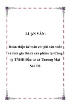 Hoàn thiện kế toán chi phí sản xuất và tính giá thành sản phẩm tại công ty tnhh đầu tư và thương mại sao đỏ