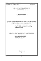Tóm tắt luận án tiến sĩ quản lý hành chính công quản lý nhà nước đối với các ngân hàng thương mại việt nam trong giai đoạn hiện nay
