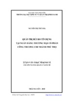 Quản trị rủi ro tín dụng tại ngân hàng thương mại cổ phần công thương chi nhánh phú thọ