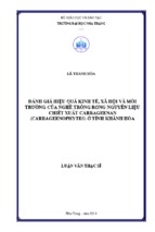 đánh giá hiệu quả kinh tế, xã hội và môi trường của nghề trồng rong nguyên liệu chiết xuất carrageenan (carrageenophytes) ở tỉnh khánh hòa 