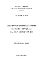 Chiến lược tài chính của g7mart – nhà bán lẻ số 1 việt nam – giai đoạn khởi sự 2007   2009