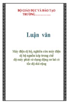 Máy điện dị bộ, nghiên cứu máy điện dị bộ nguồn kép trong chế độ máy phát sử dụng động cơ lai có tốc độ dải rộng