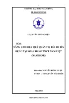 Nâng cao hiệu quả quản trị rủi ro tín dụng tại ngân hàng tmcp nam việt (navibank)