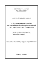 Luận văn thạc sĩ  quản trị quan hệ khách hàng tại chi nhánh ngân hàng nông nghiệp và phát triển nông thôn tỉnh kon tum