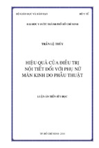 Hiệu quả của điều trị nội tiết đối với phụ nữ mãnh kinh do phẫu thuật