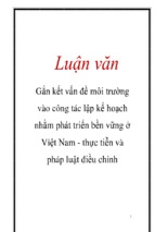 Gắn kết vấn đề môi trường vào công tác lập kế hoạch nhằm phát triển bền vững ở việt nam   thực tiễn và pháp luật điều chỉnh