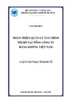 Hoàn thiện quản lý tài chính nội bộ tại tổng công ty hàng không việt nam