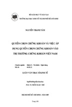 Quyền chọn chứng khoán và quyền áp dụng chọn chứng khoán vào thị trường chứng khoán việt nam