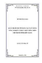 Quản trị rủi ro tín dụng tại ngân hàng nông nghiệp và phát triển nông thôn   chi nhánh tỉnh kiên giang 