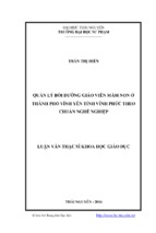 Quản lý bồi dưỡng giáo viên mầm non ở thành phố vĩnh yên tỉnh vĩnh phúc theo chuẩn nghề nghiệp