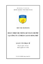 Hoàn thiện hệ thống kế toán chi phí tại công ty cổ phần cao su đồng phú