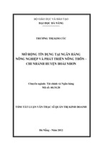 Luận văn thạc sĩ mở rộng tín dụng tại ngân hàng nông nghiệp và phát triển nông thôn   chi nhánh huyện hoài nhơn