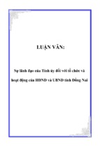 Sự lãnh đạo của tỉnh ủy đối với tổ chức và hoạt động của hđnd và ubnd tỉnh đồng nai