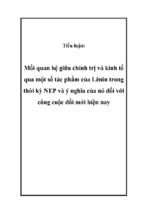 Mối quan hệ giữa chính trị và kinh tế qua một số tác phẩm của lênin trong thời kỳ nep và ý nghĩa của nó đối với công cuộc đổi mới hiện nay