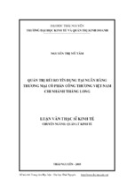 Quản trị rủi ro tín dụng tại ngân hàng thương mại cổ phần công thương việt nam chi nhánh thăng long