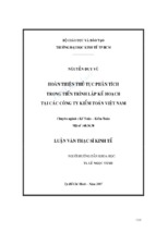 Luận văn thạc sĩ kinh tế hoàn thiện thủ tục phân tích trong tiến trình lập kế hoạch tại các công ty kiểm toán việt nam