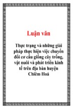 Thực trạng và những giải pháp thực hiện việc chuyển đổi cơ cấu giống cây trồng, vật nuôi và phát triển kinh tế trên địa bàn huyện chiêm hoá