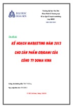 Kế hoạch marketing năm 2013 cho sản phẩm origami của công ty doma vina