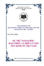 Dự trữ ngoại hối bao nhiêu là hợp lý cho nền kinh tế việt nam