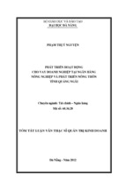 Luận văn thạc sĩ  phát triển hoạt động cho vay doanh nghiệp tại ngân hàng nông nghiệp và phát triển nông thôn tỉnh quãng ngãi